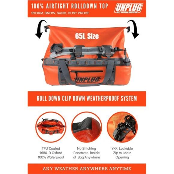 Adventure Bag -1680D Heavy Duty Waterproof Travel Duffel Bags for Camping, - Picture 3 of 7